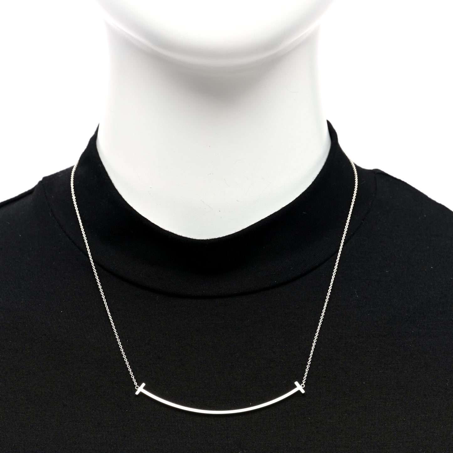 Sterling Silver Large T Smile Pendant Necklace