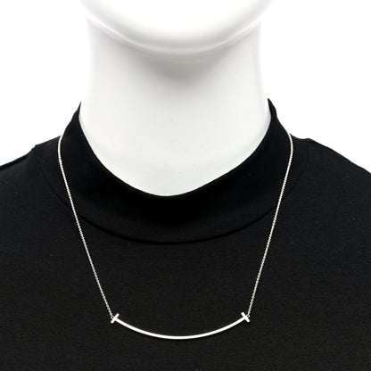 Tiffany Sterling Silver Large T Smile Pendant Necklace 2 of 4