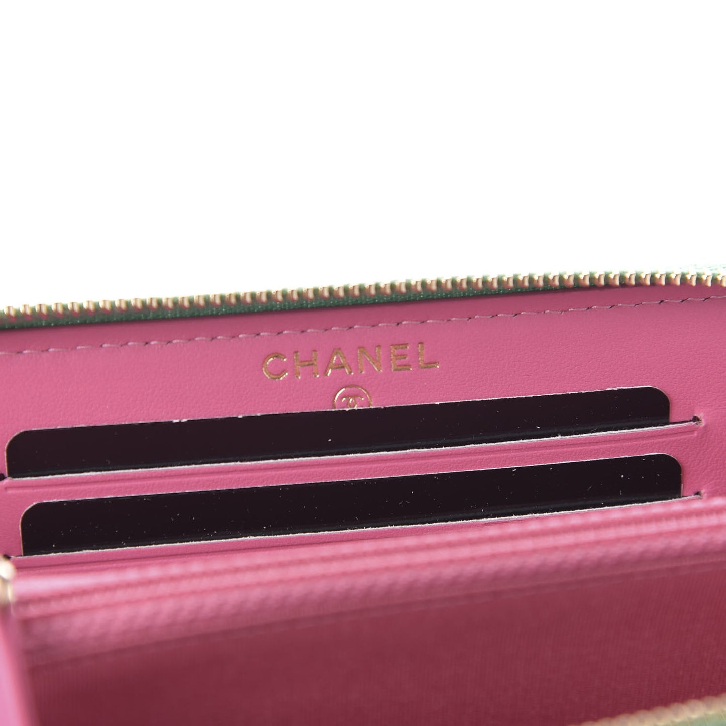 Caviar Quilted Medium Filigree Zip Around Wallet Pink Blue Green