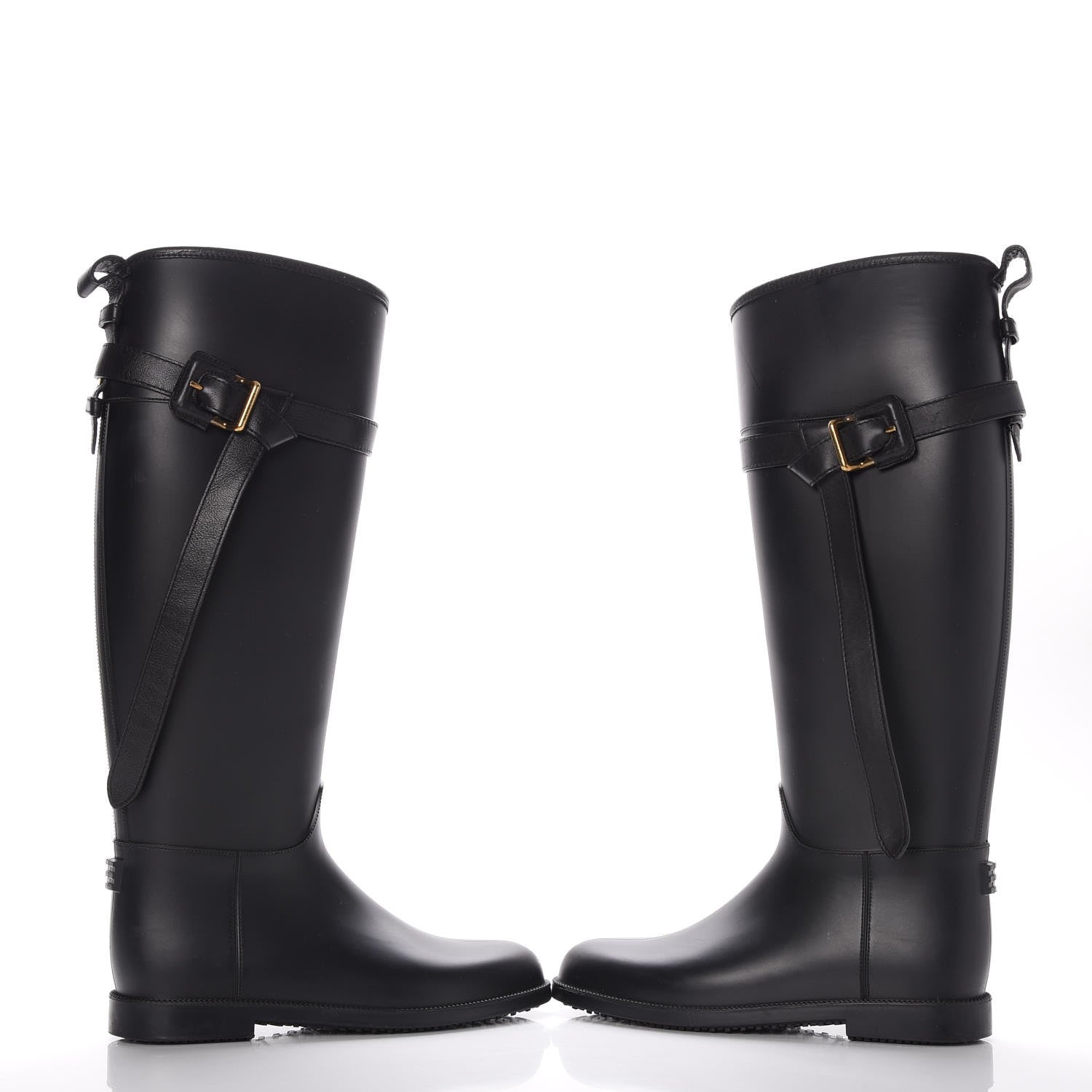Burberry Rubber Roscot Belted Rain Boots 38 Black 5 of 13