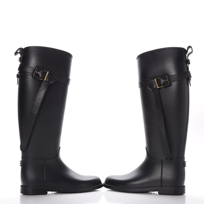Burberry Rubber Roscot Belted Rain Boots 38 Black 5 of 13
