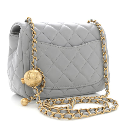 Chanel Lambskin Quilted Mini Pearl Crush Flap Light Grey 3 of 11