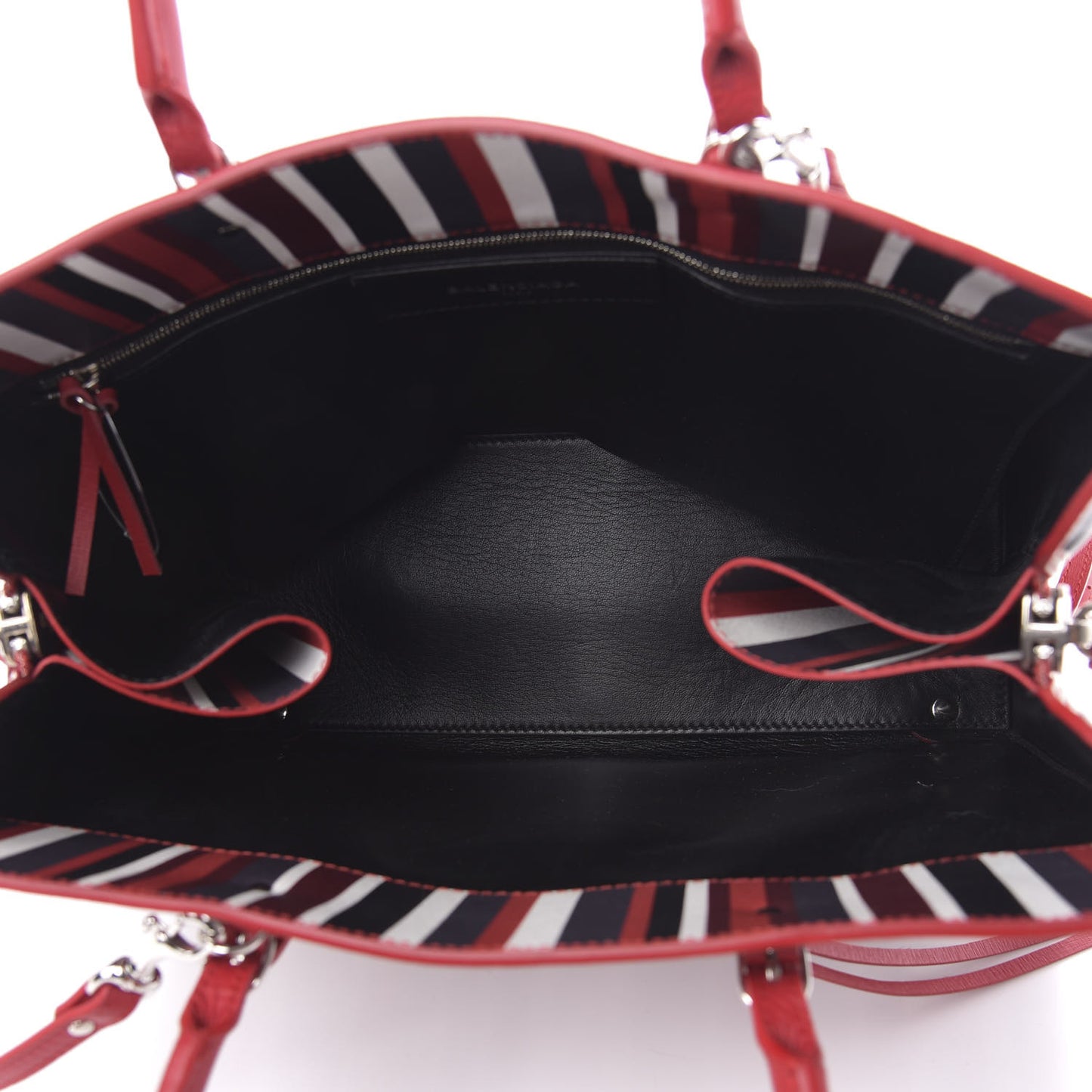 Veau Striped Papier B4 Zip Around Tote Variante Rouge