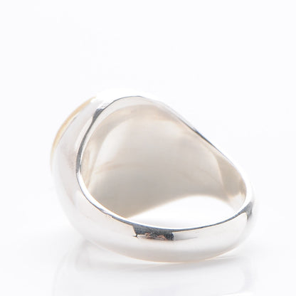 Tiffany Sterling Silver 18K Yellow Gold Mother of Pearl Signet Ring 5.5 9 of 12