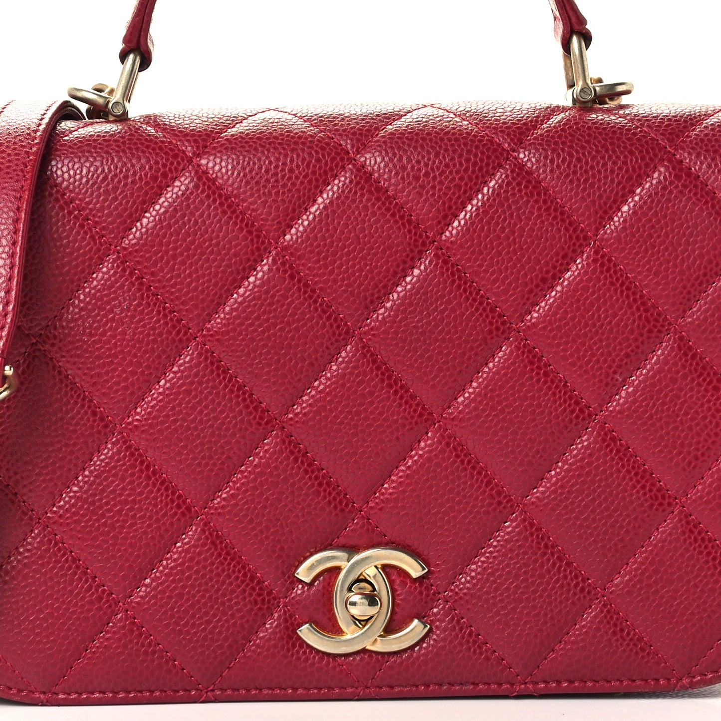 Caviar Quilted Carry Around Flap Bag Red
