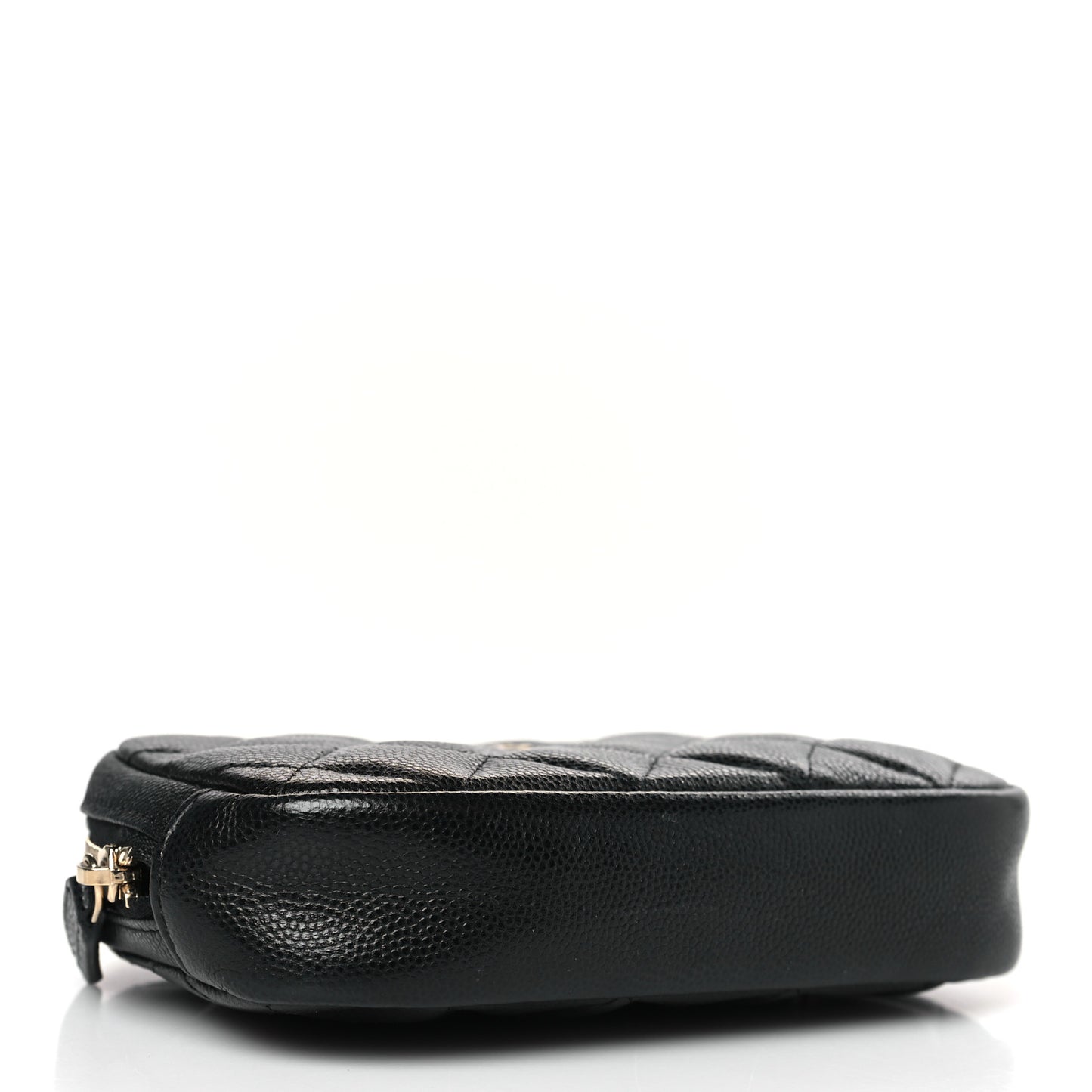Caviar Quilted Small Curvy Pouch Cosmetic Case Black