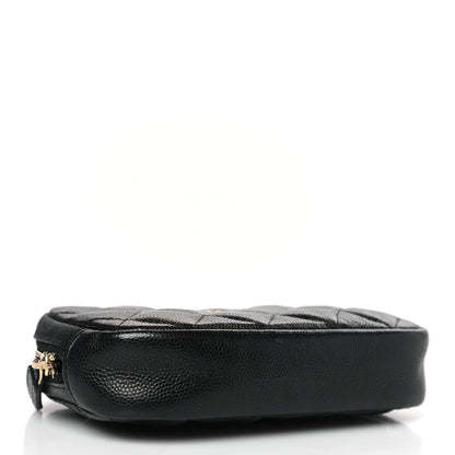 Chanel Caviar Quilted Small Curvy Pouch Cosmetic Case Black 4 of 10
