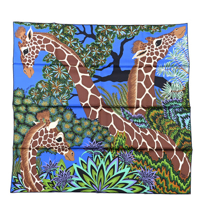 Hermes Silk The Three Graces Scarf 90 Bleu Vif Marron Vert 1 of 6