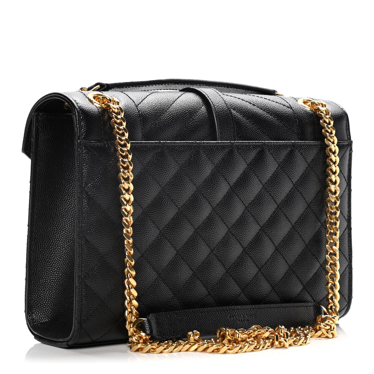Saint Laurent Grain De Poudre Textured Mixed Matelasse Triquilt Medium Monogram Satchel Black 3 of 17