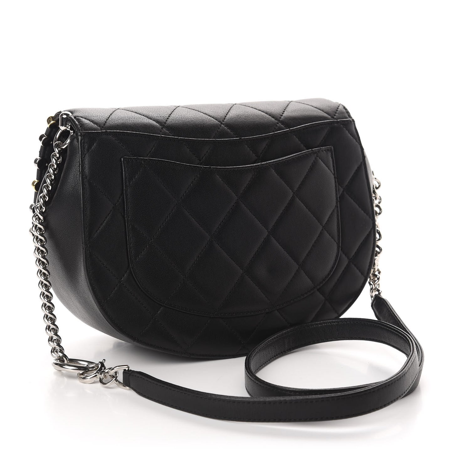 Lambskin Quilted Studded Bubble Flap Black