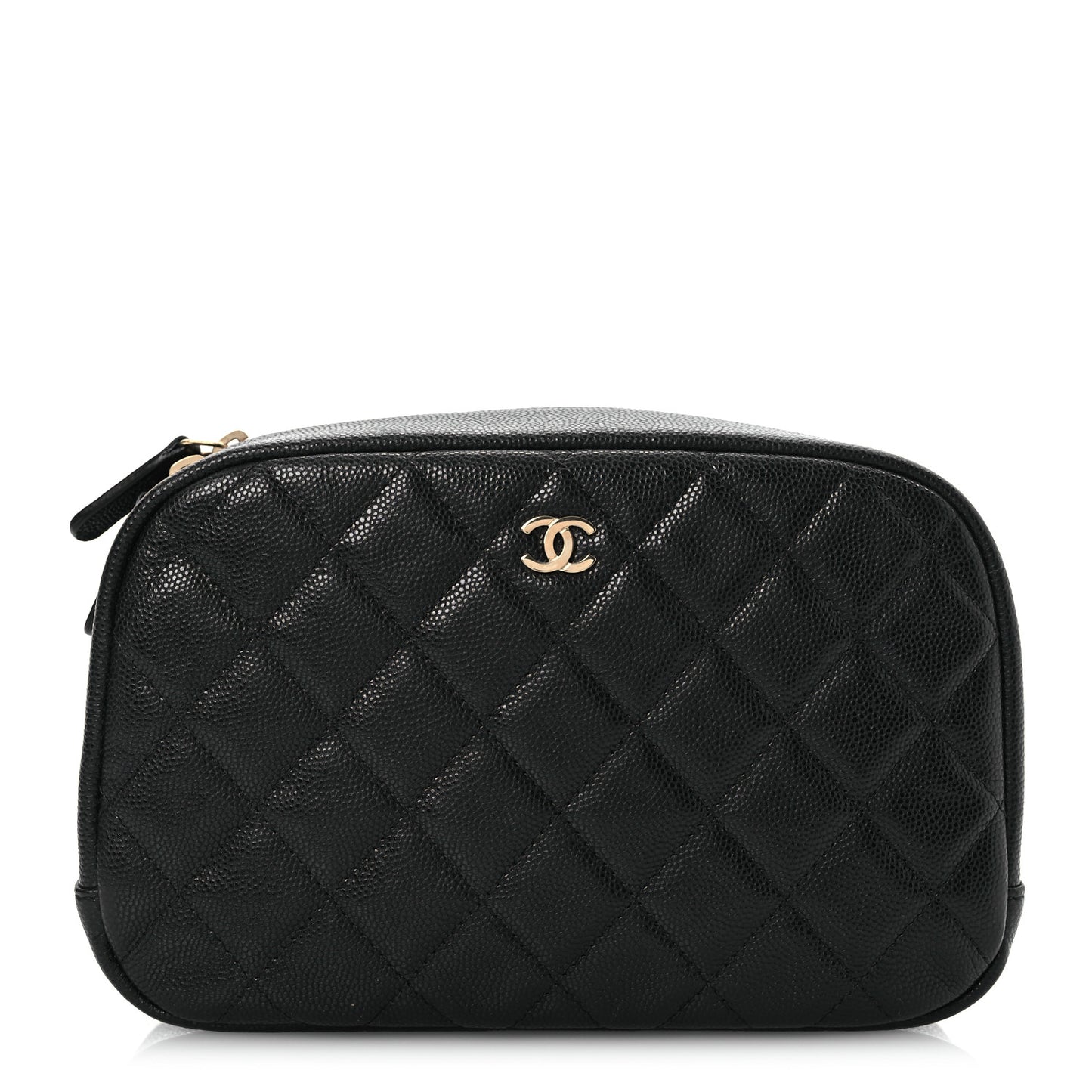Caviar Quilted Medium Curvy Pouch Cosmetic Case Black
