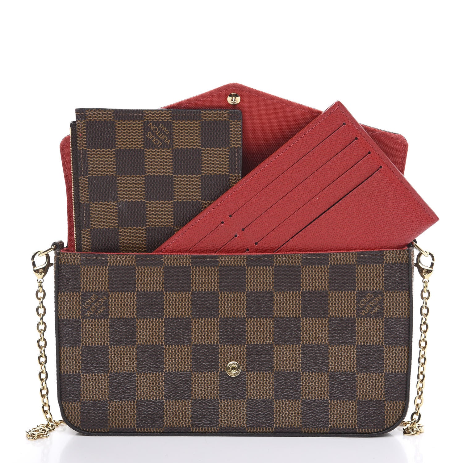 Louis Vuitton Damier Ebene Pochette Felicie Chain Wallet 10 of 12