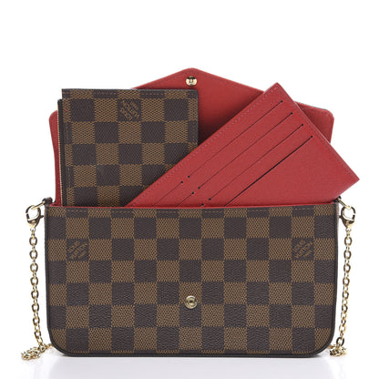 Louis Vuitton Damier Ebene Pochette Felicie Chain Wallet 10 of 12