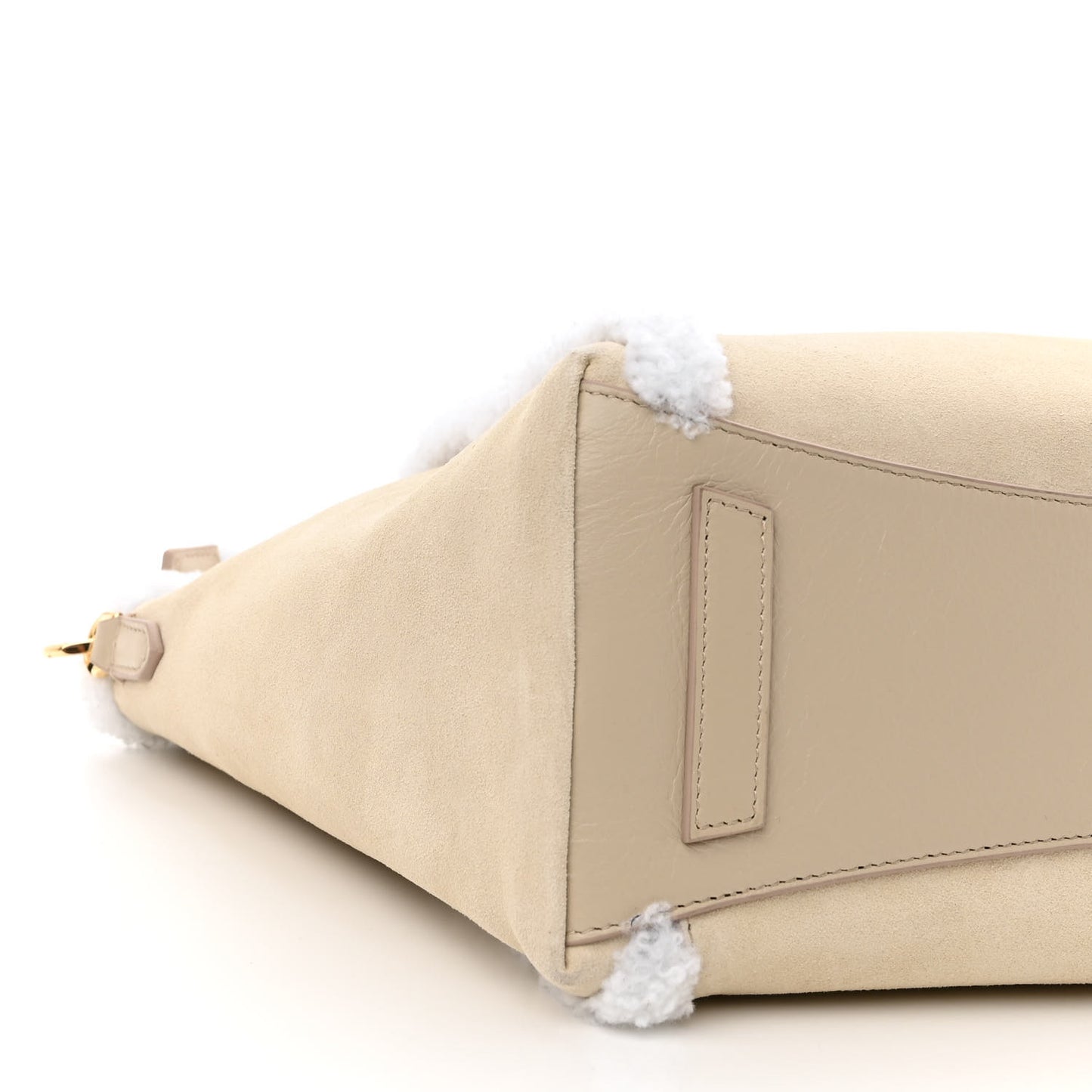Suede Shearling Small Antigona Natural Beige