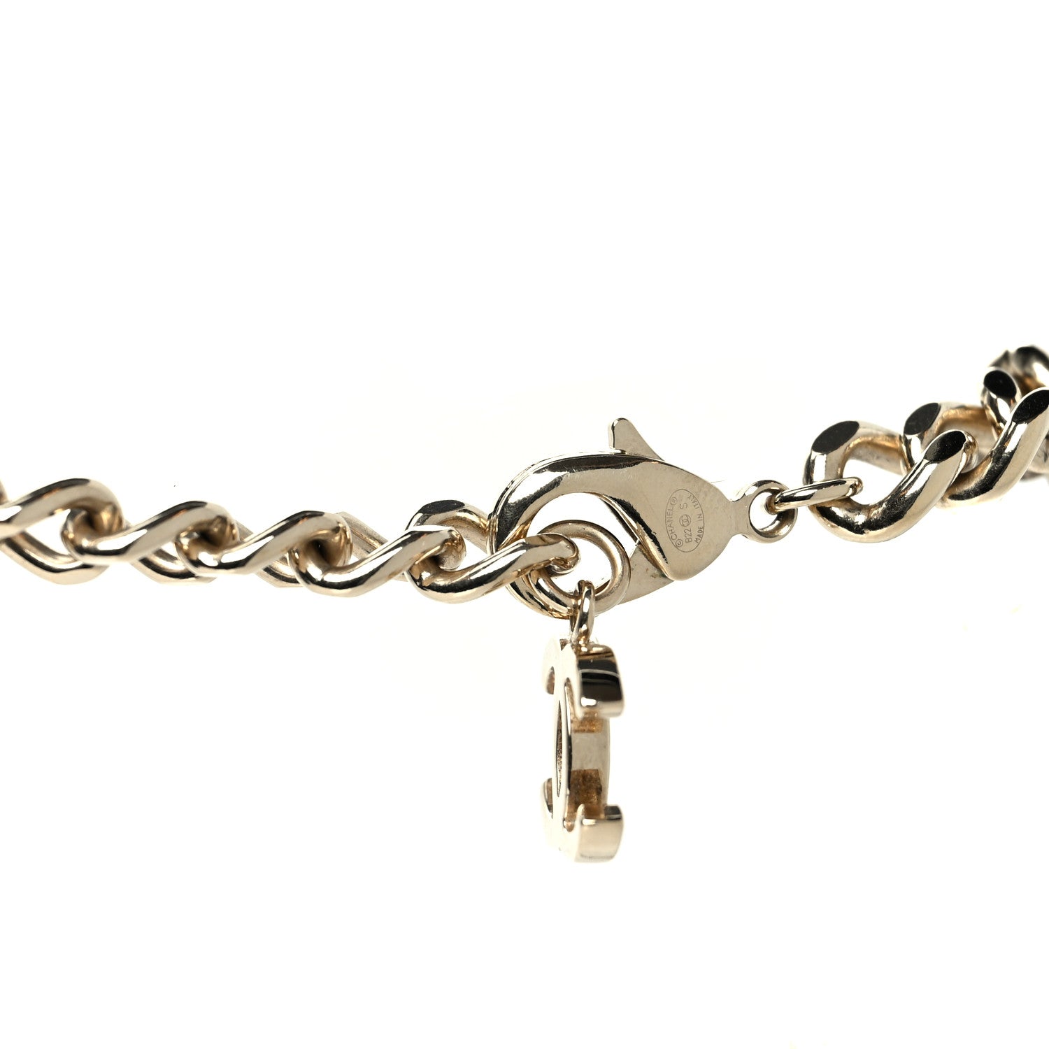Chanel Metal Enamel Chain CC Choker Gold White 4 of 5