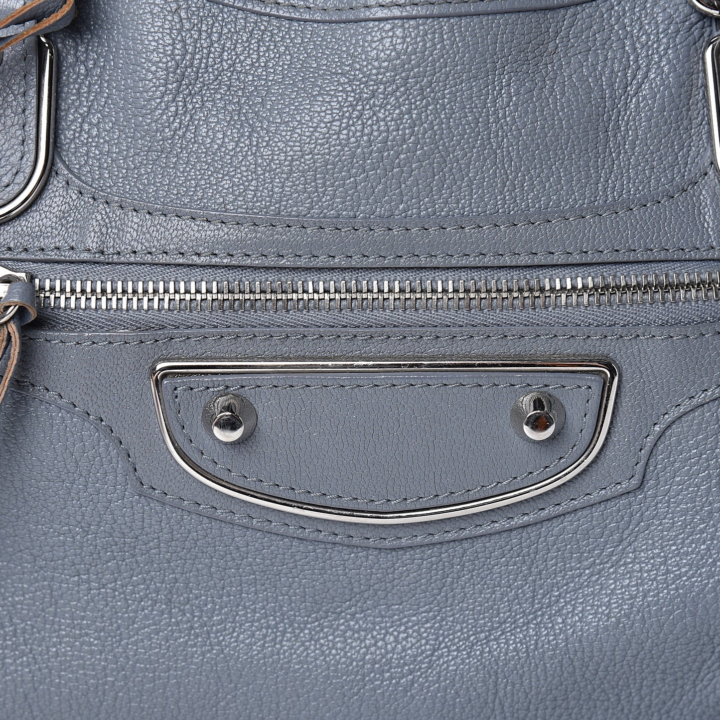 Chevre Silver Metallic Edge Hardware City Bleu Acier