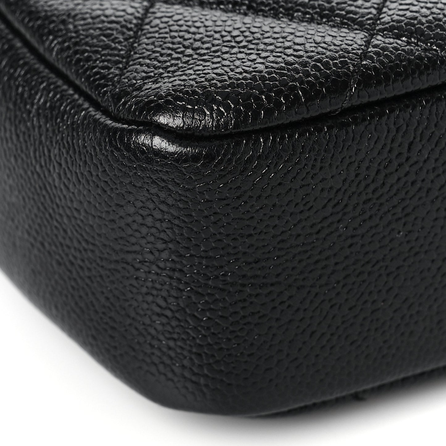 Shiny Caviar Quilted Chain Melody Camera Bag Black