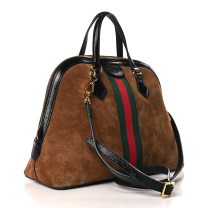 Gucci Suede Patent Web Medium Ophidia Top Handle Dome Bag Nocciola Black 3 of 9