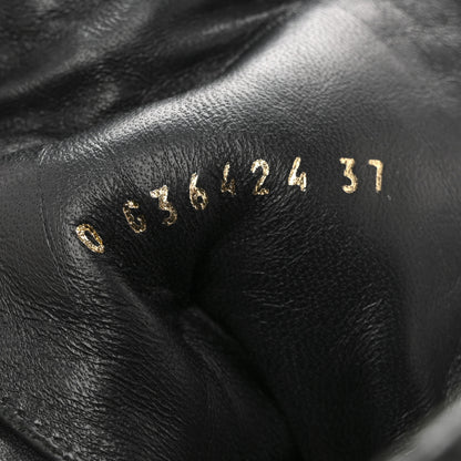 Chanel Shiny Goatskin Calfskin Quilted Lace Up Combat Boots 37 Black 9 of 10