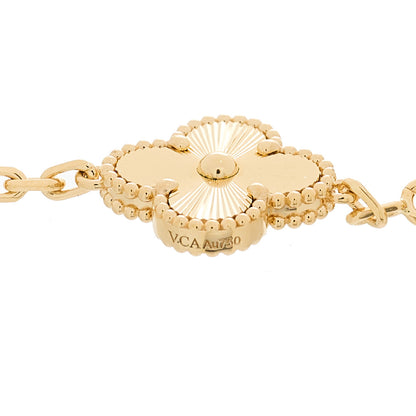Van Cleef & Arpels 18K Yellow Gold Diamond 5 Motifs Guilloche Vintage Alhambra Bracelet 4 of 5
