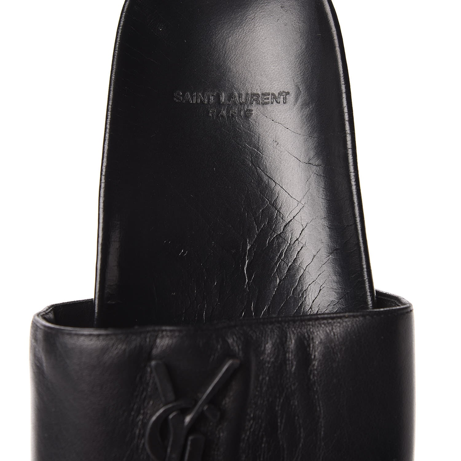Saint Laurent Lambskin Joan Slide Sandals 39 Black 10 of 14