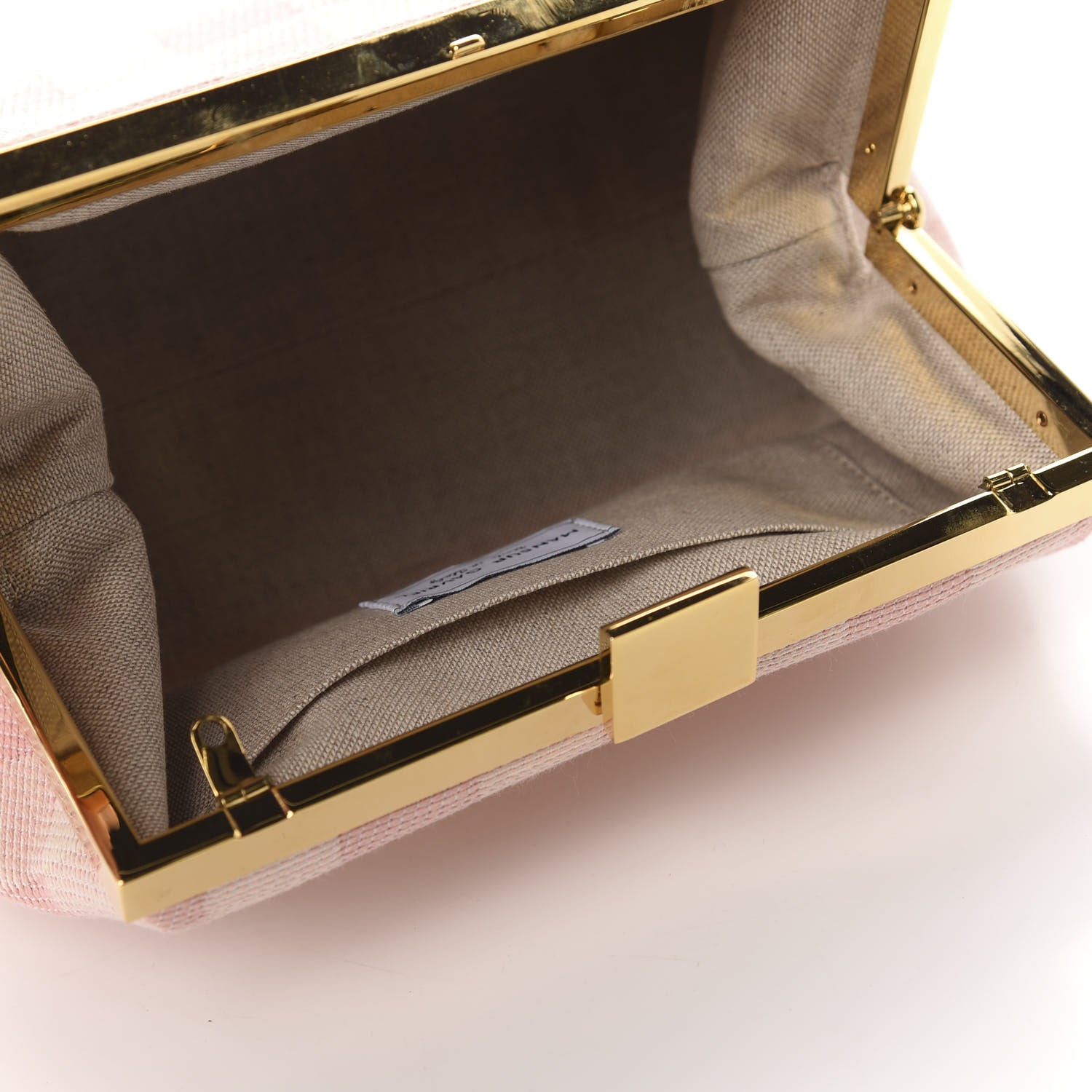 Mansur Gavriel Checker Canvas Mini Volume Chain Clutch Pink 5 of 11