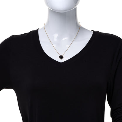 Van Cleef & Arpels 18K Yellow Gold Black Onyx Vintage Alhambra Pendant Necklace 2 of 6