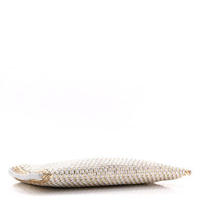 Prada Goatskin Woven Zip Clutch Oro White 4 of 11