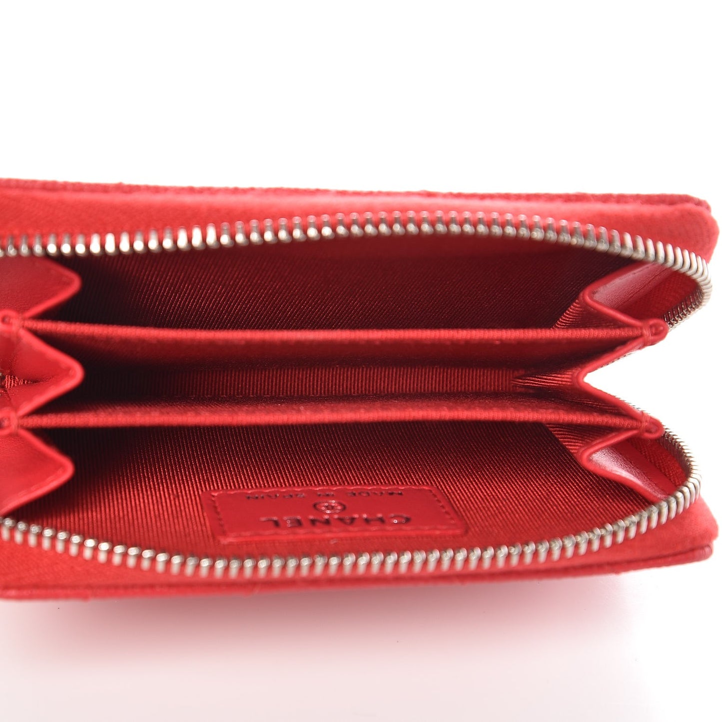 Caviar Chevron Quilted Zip Coin Purse Dark Pink