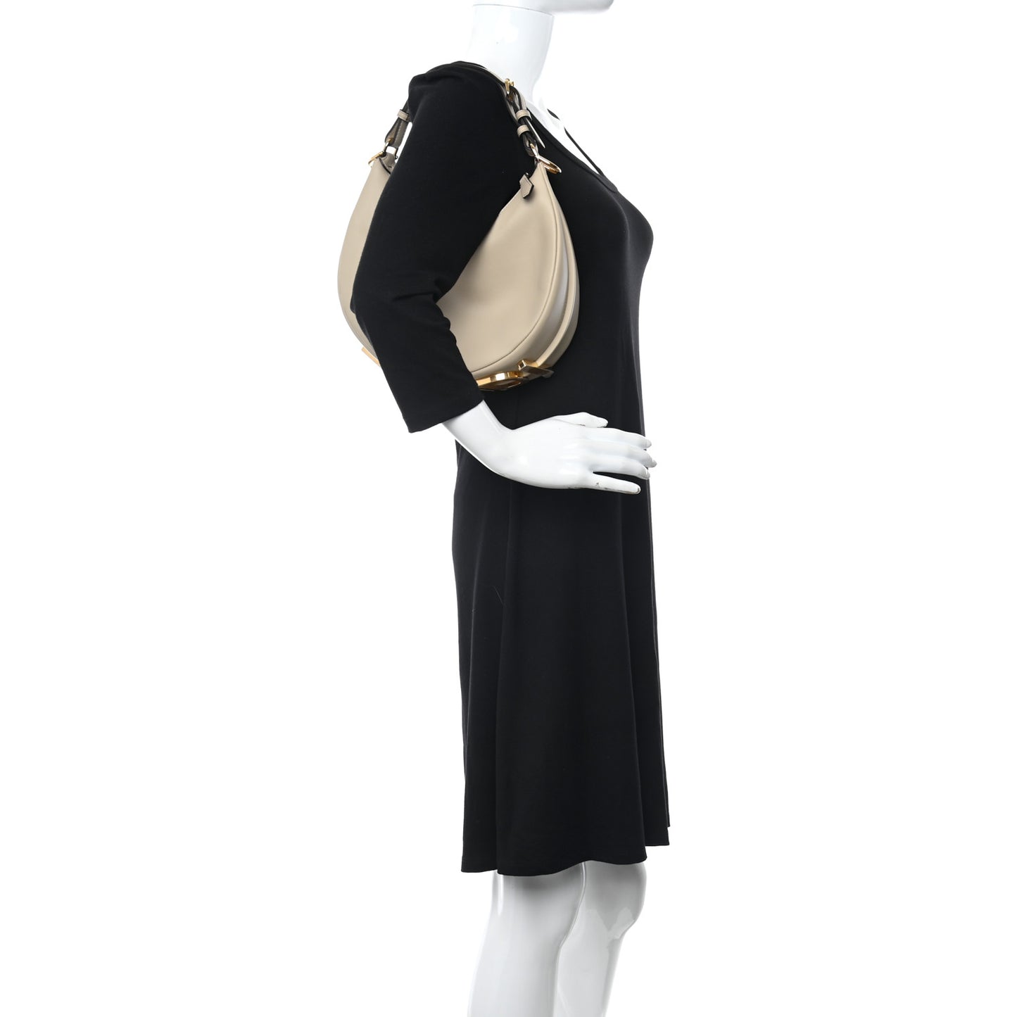 Vitello Grace Matte Small Fendigraphy Hobo Bag Dark Coffee