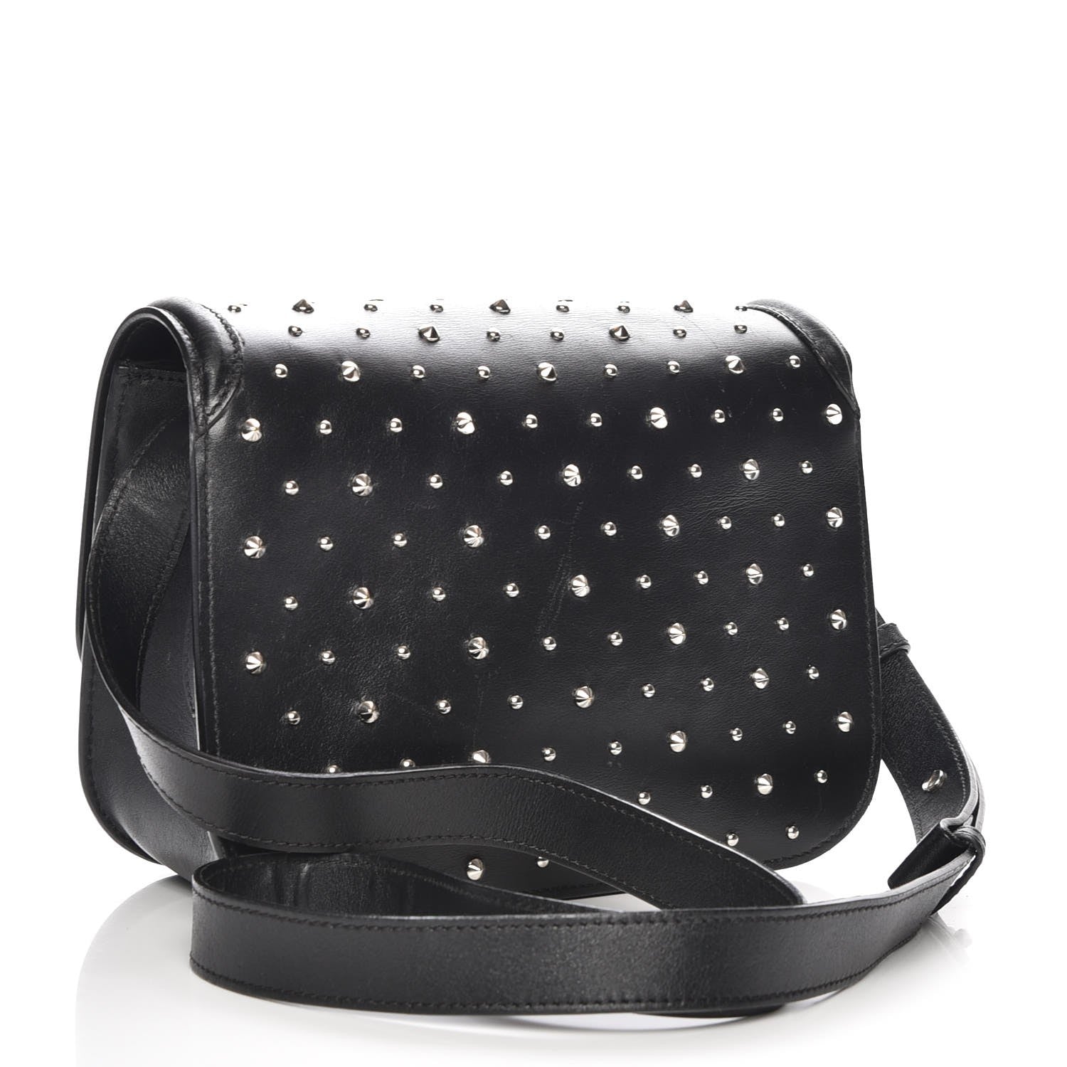 Alexander McQueen Calfskin Studded Small Padlock Crossbody Bag Black 3 of 12