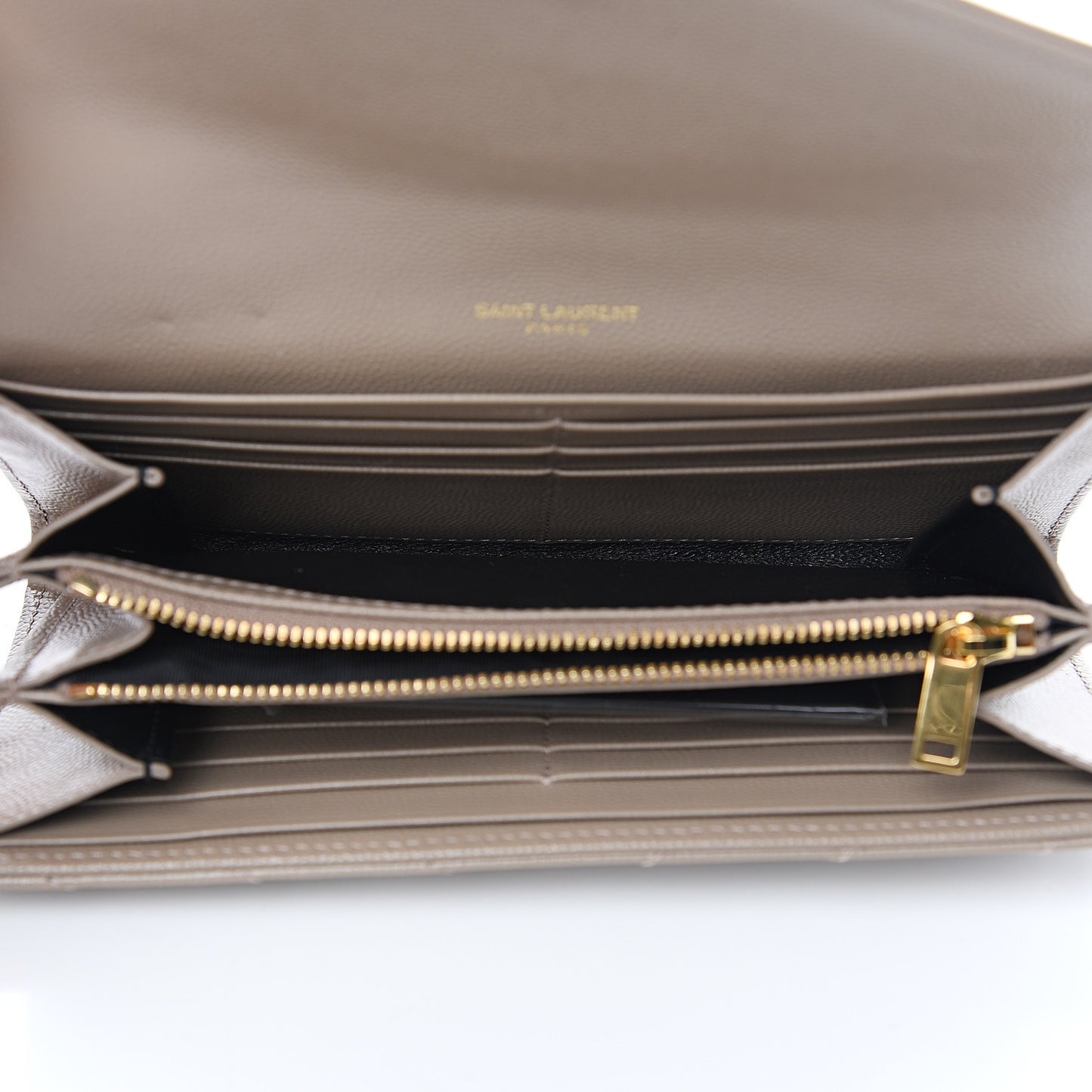 Grain De Poudre Matelasse Chevron Monogram Flap Wallet Taupe