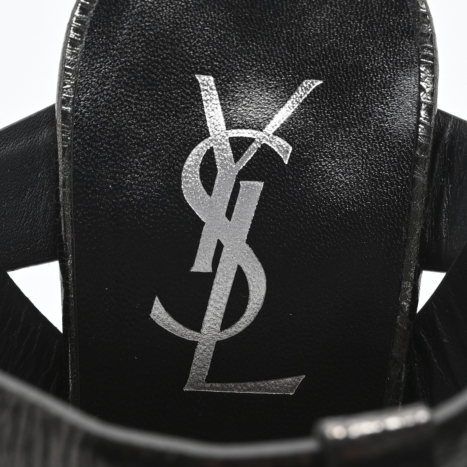Saint Laurent Metallic Crackled Calfskin Tribute 75 Platform Sandals 38 Gunmetal 7 of 10