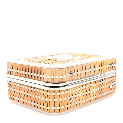 Chanel Raffia Calfskin CC Filigree Vanity Case White 4 of 10
