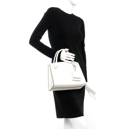 Prada Saffiano Cuir Calfskin Small Monochrome Top Handle Tote White 3 of 8