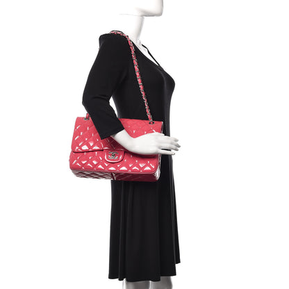 Chanel Patent Quilted Jumbo Double Flap Pink 2 of 11