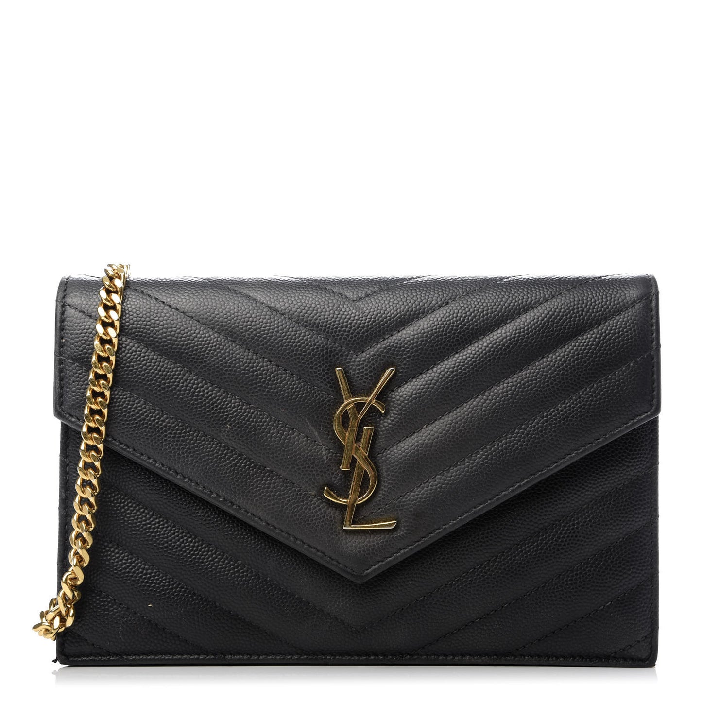 Grain De Poudre Matelasse Chevron Monogram Chain Wallet