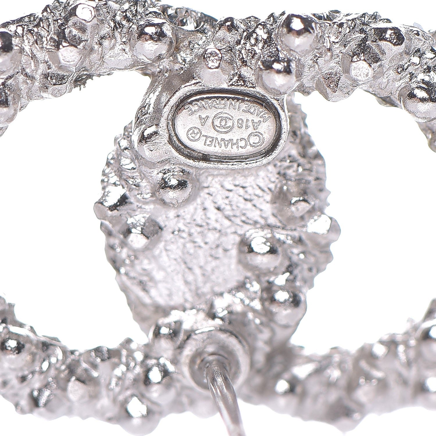 Chanel Crystal CC Earrings Grey Silver 4 of 5