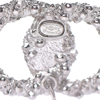 Chanel Crystal CC Earrings Grey Silver 4 of 5