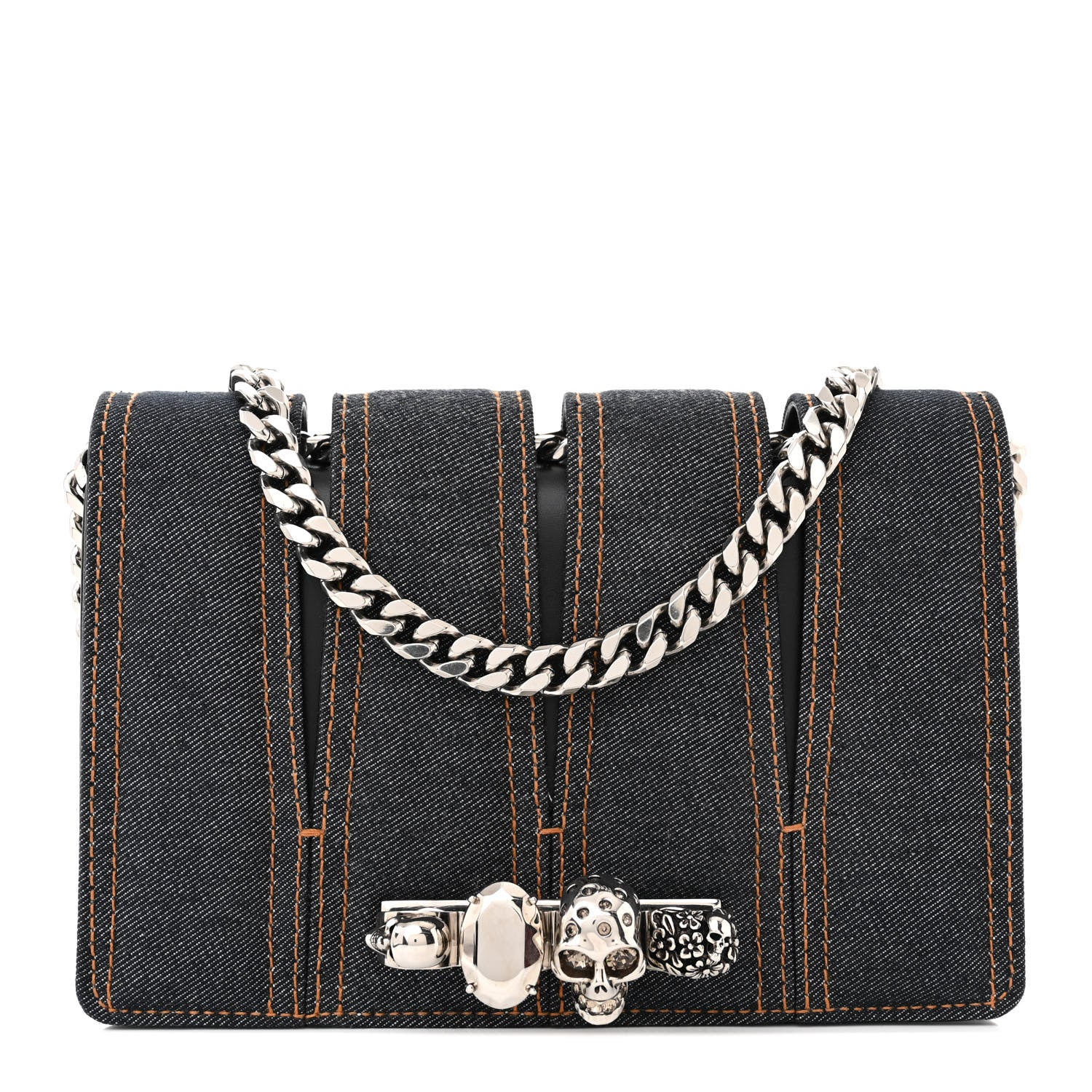 Alexander McQueen ALEXANDER MCQUEEN Denim Calfskin Small Slash Bag Blue Black 1 of 15