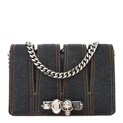Alexander McQueen ALEXANDER MCQUEEN Denim Calfskin Small Slash Bag Blue Black 1 of 15