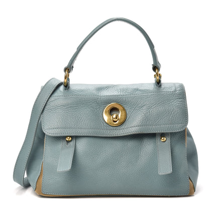 Saint Laurent Calfskin Canvas Small Muse Two Blue Glacier Beige 1 of 9