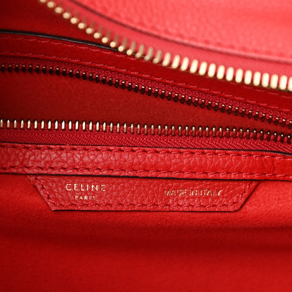 Celine Drummed Calfskin Mini Luggage Coquelicot 6 of 10