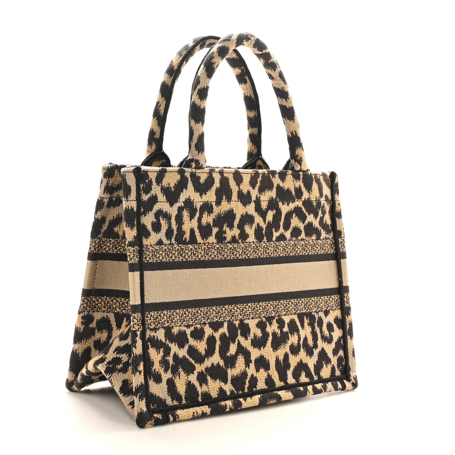 Christian Dior Canvas Mizza Embroidered Small Leopard Book Tote Beige 3 of 10