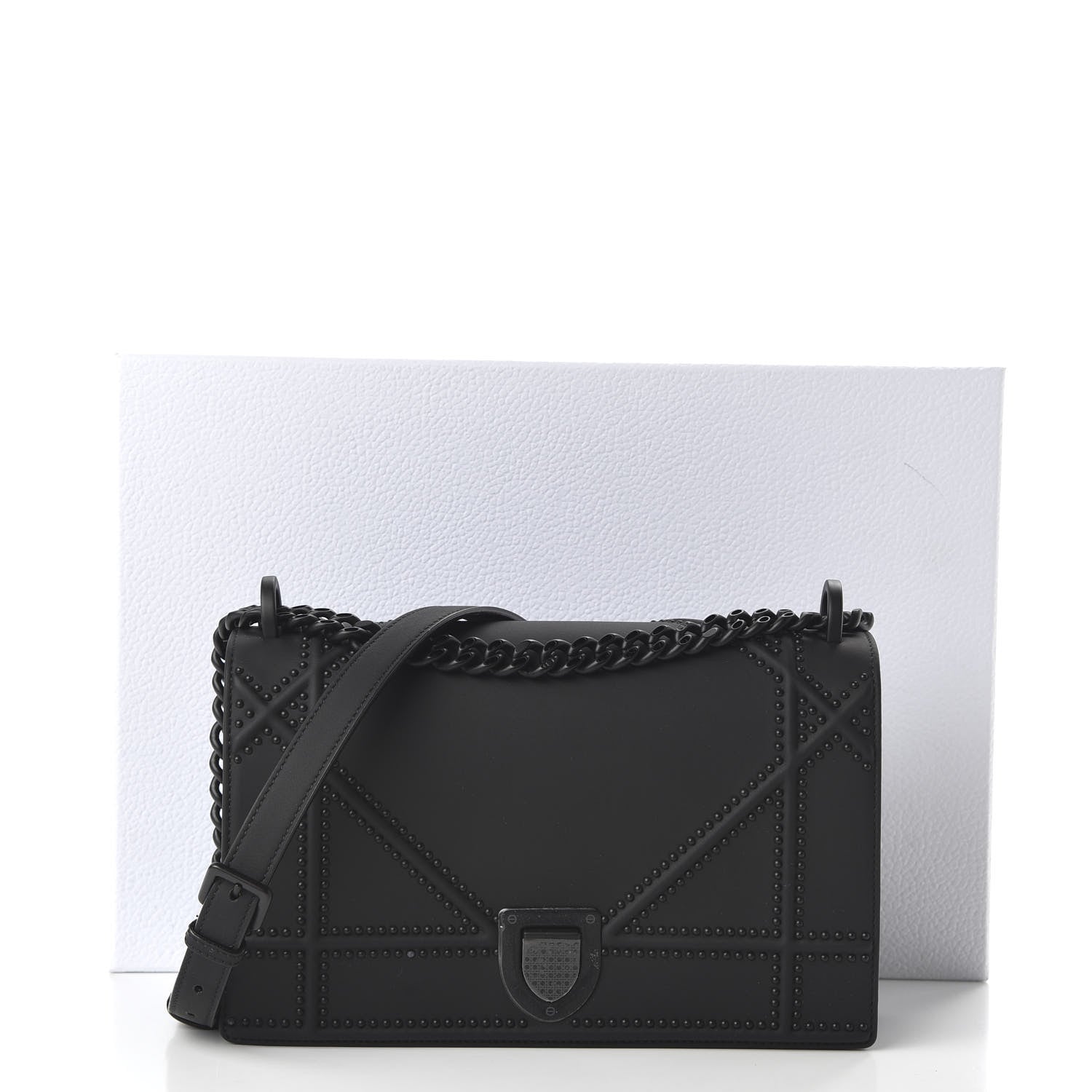 Christian Dior Ultra Matte Calfskin Studded Medium Diorama Flap Bag Black 10 of 10