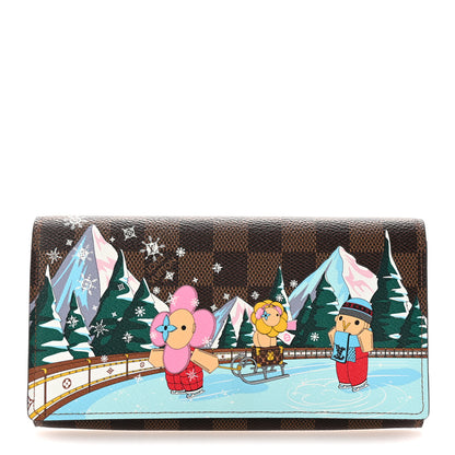Louis Vuitton Damier Ebene 2023 Christmas Animation Ice Skating Sarah Wallet Pink 1 of 7