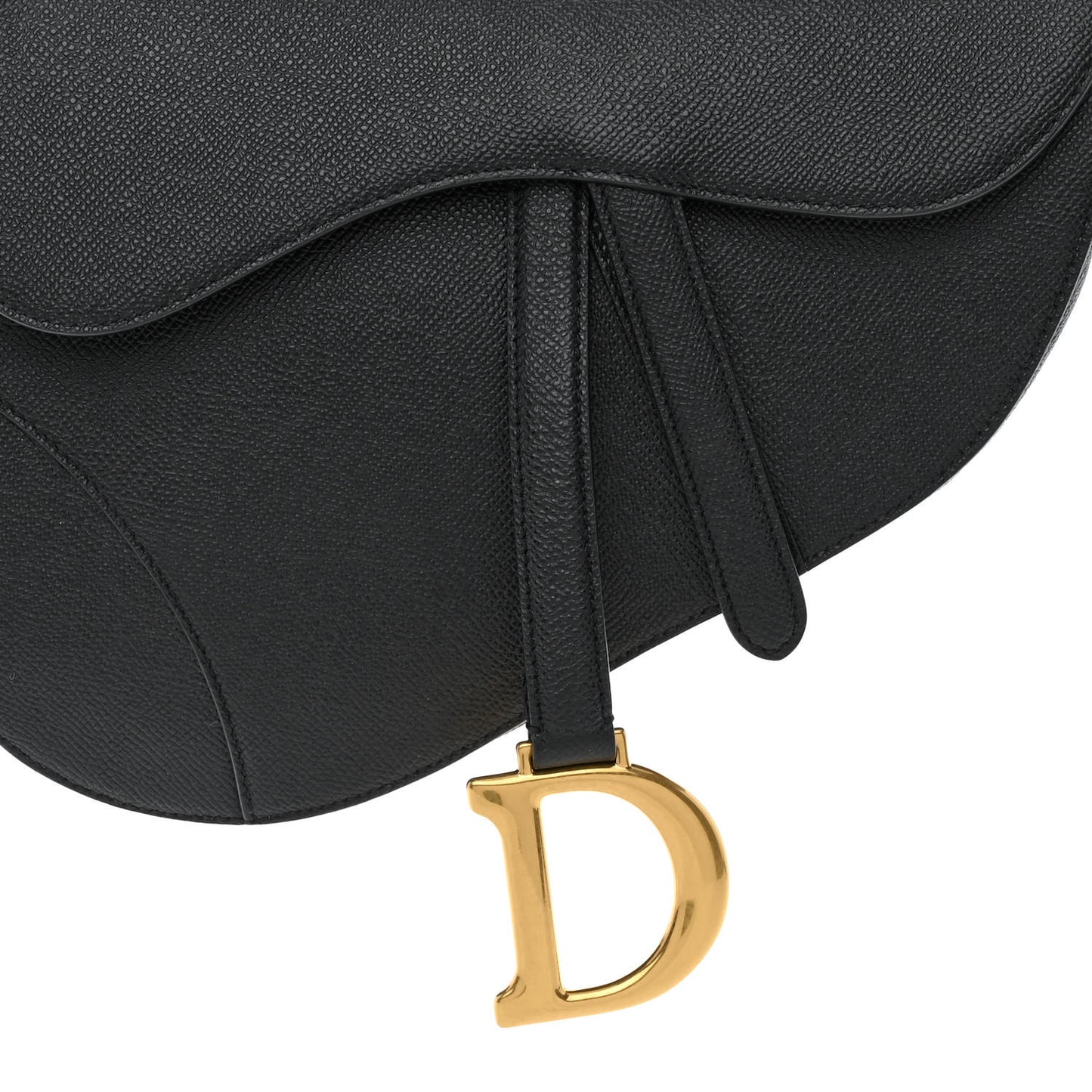 Grained Calfskin Saddle Bag Black