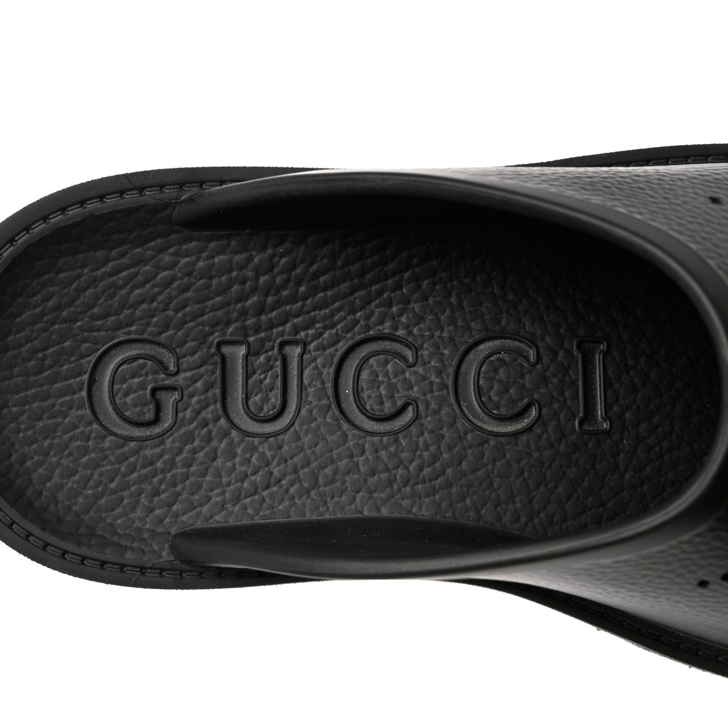 Rubber GG Monogram Perforated Elea Platform 55mm Lug Sole Sandals 39 Black