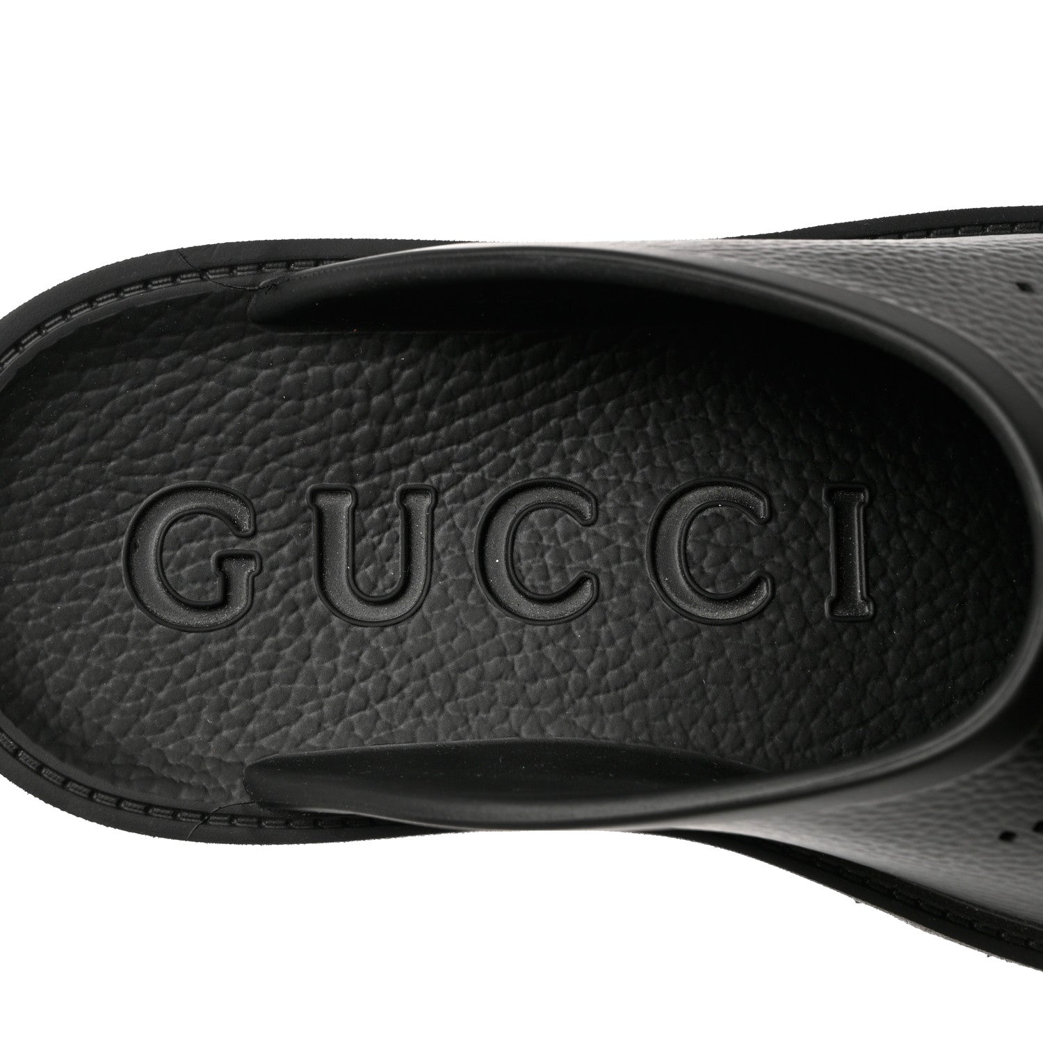 Gucci Rubber GG Monogram Perforated Elea Platform 55mm Lug Sole Sandals 39 Black 7 of 9