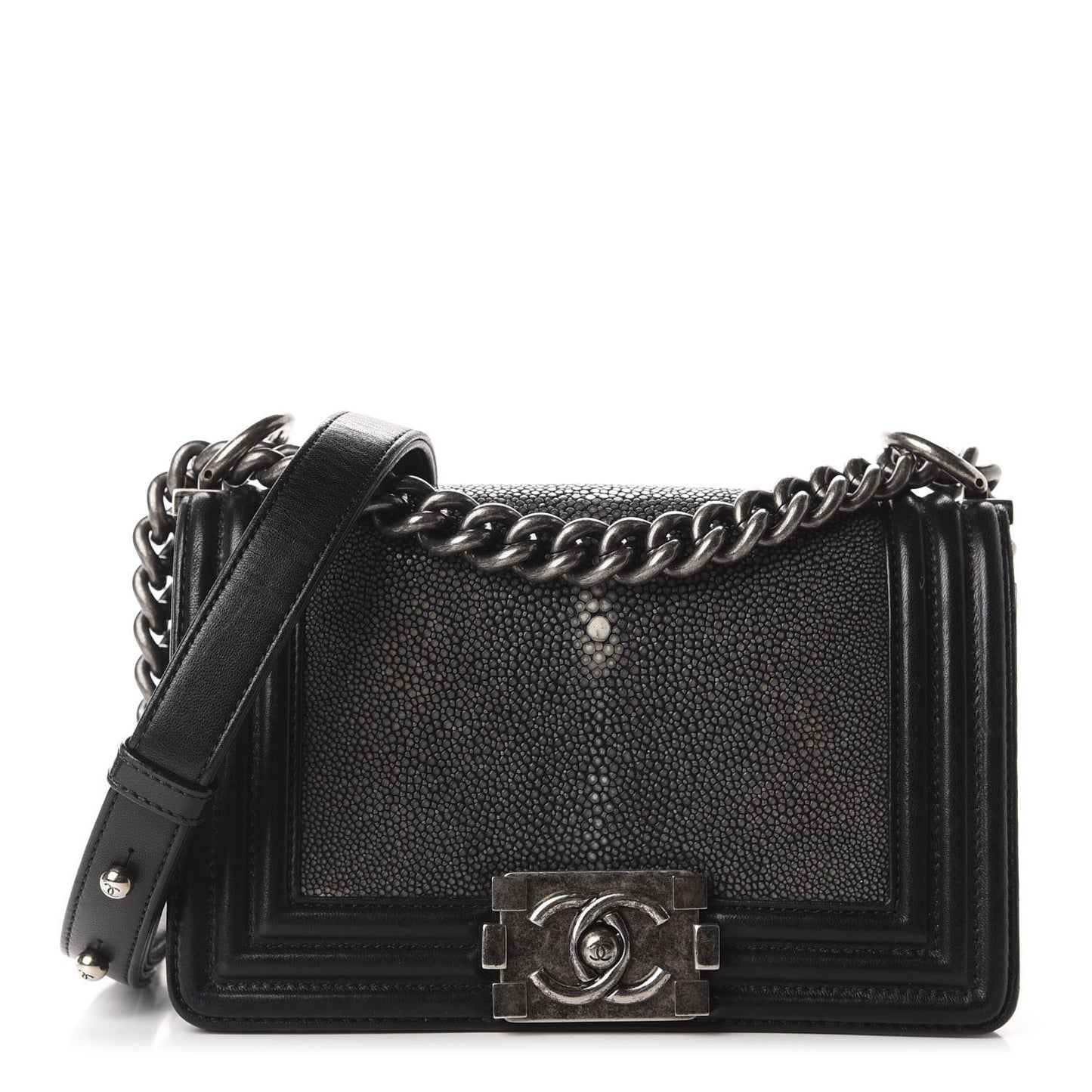 Galuchat Stingray Small Boy Flap Black